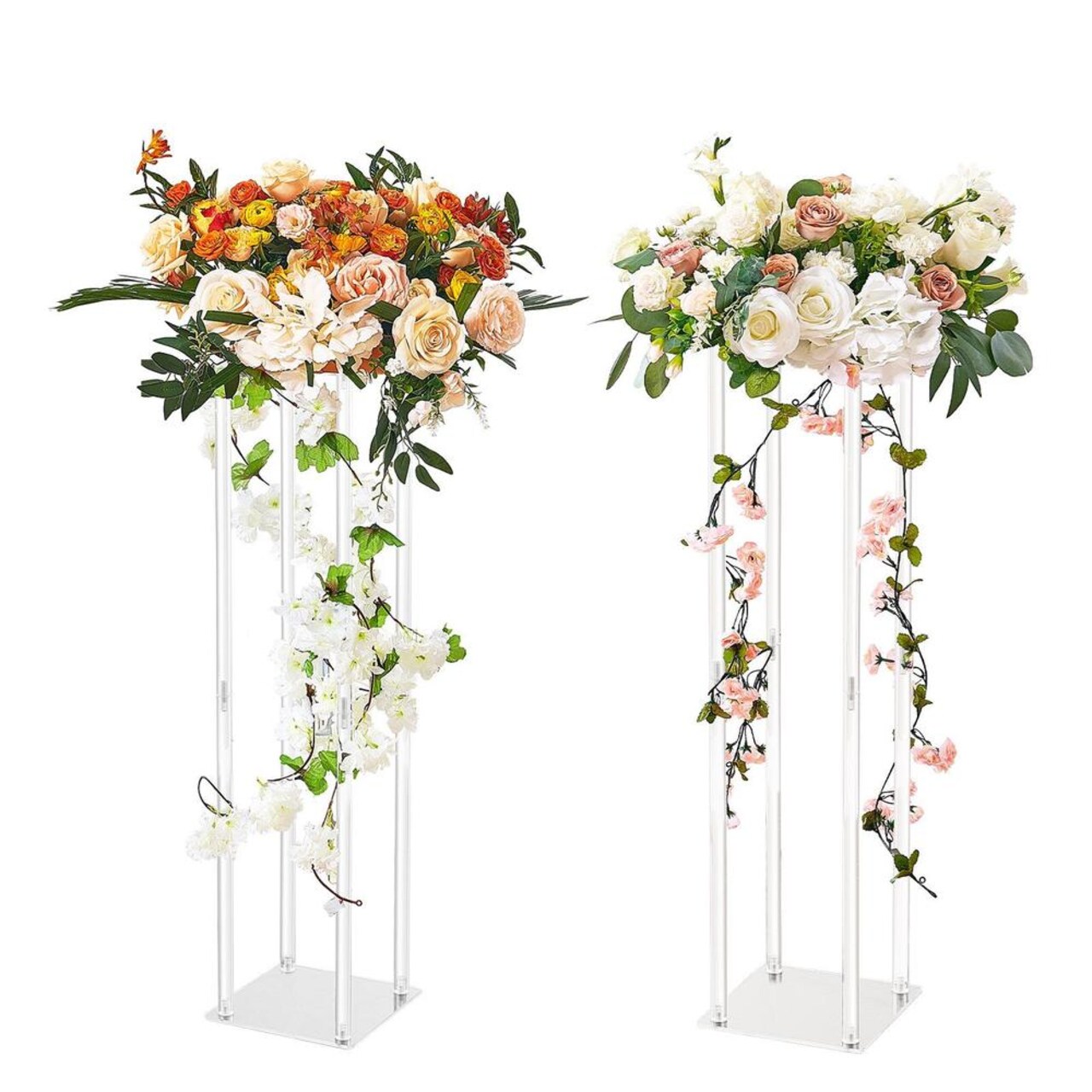 Edge Collections - Clear - Elegant Geometric Wedding Flower Stand for Event Decoration